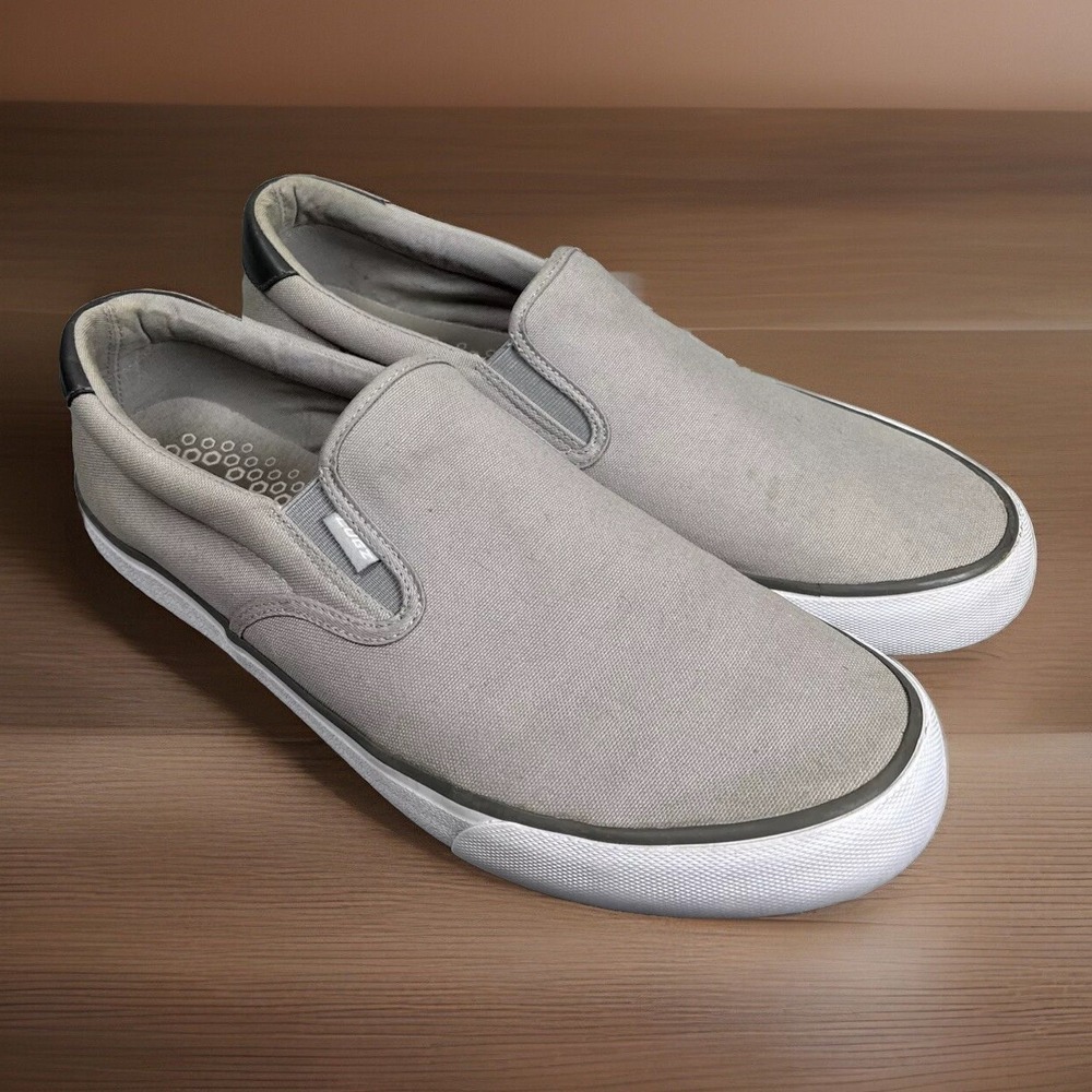 Lugz Slip-on Shoe Clipper Classic M's 13 Gray White Casual Sneaker Streetwear